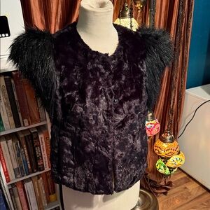 Neiman Marcus Black Faux Fur Vest